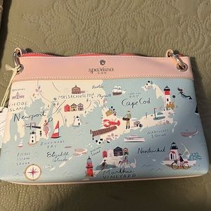 Spartina crossbody bag with Northeastern map design